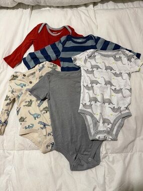 Carter's Multi-Color Baby Onesie Bundle - Red, Navy, Gray, Cream, White